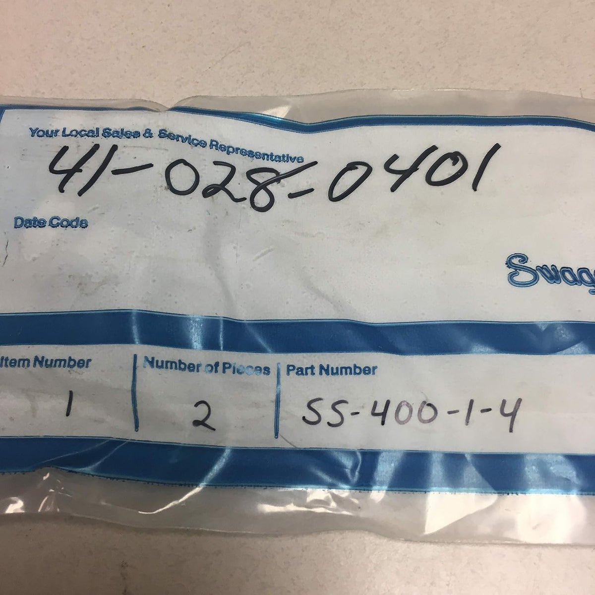 Qty 2 Swagelok SS-400-1-4 Stainless Steel Tube Fitting, Male Connector, 1/4" Tube OD, 1/4" Male NPT