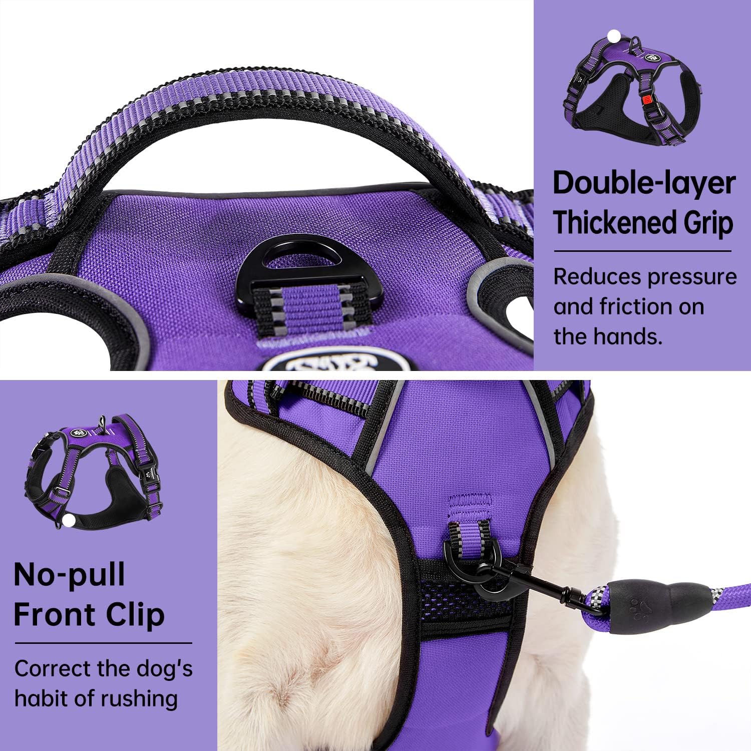 No Pull Dog Harness for Medium Dogs, Dog Vest Harness with Leash, Safety Belt and Storage Strap, Fully Adjustable