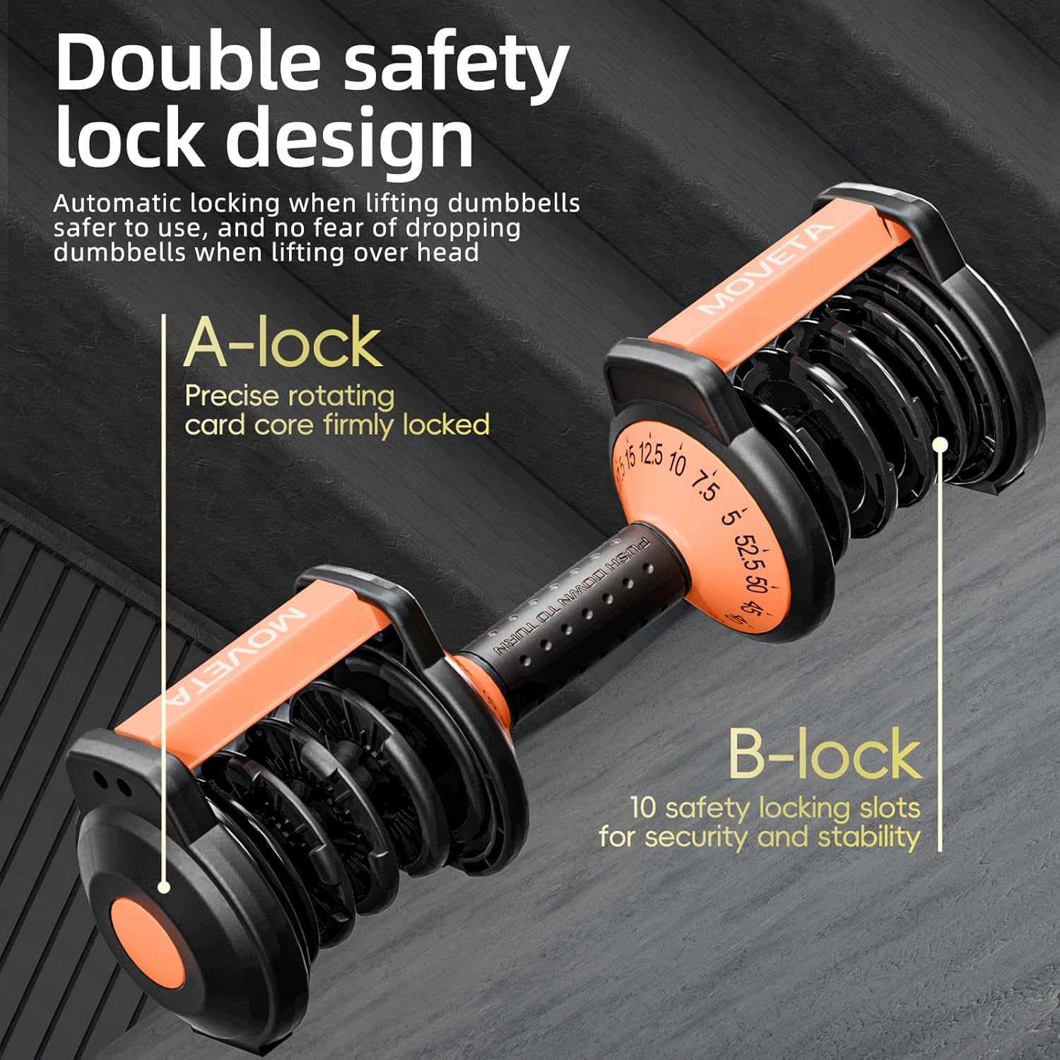 Adjustable Dumbbells Set of 2，Free Weights Dumbbells Set | Adjustable Dumbbell Set，52.5 lbs pair 105 lbs，15 in 1，for