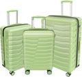 Lightweight Luggage with Spinner Wheels & YKK Zipper, 3-Piece Travel Suitcase ABS+PC Hardshell Luggage Set with TSA