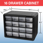 16-Drawer Plastic Storage Cabinet, 10.5"W x 6.5"D x 8.5"H, White