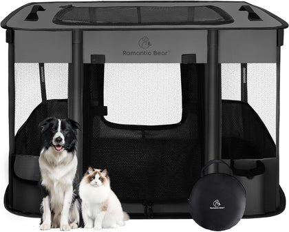 Dog Playpen,Pet Playpen,Foldable Puppy Cat Playpen,Portable Exercise Kennel Tent Crate,Water-Resistant Breathable