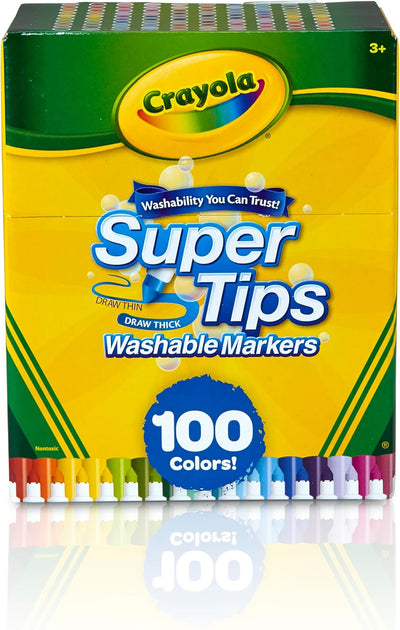 Super Tips Marker Set (100ct), Fine Point Washable Markers, Teacher Must Haves, Back to School Supplies for Kids &