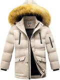 Boy's Winter Coat Waterproof Fleece Lined Parka Jackets Kids Hooded Puffer Outerwear