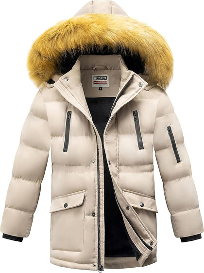 Boy's Winter Coat Waterproof Fleece Lined Parka Jackets Kids Hooded Puffer Outerwear
