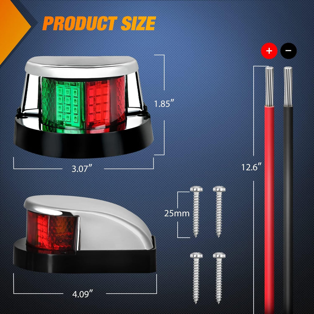 Nilight Marine Boat Navigation Light 24LED Red Green Signals Bow Lights