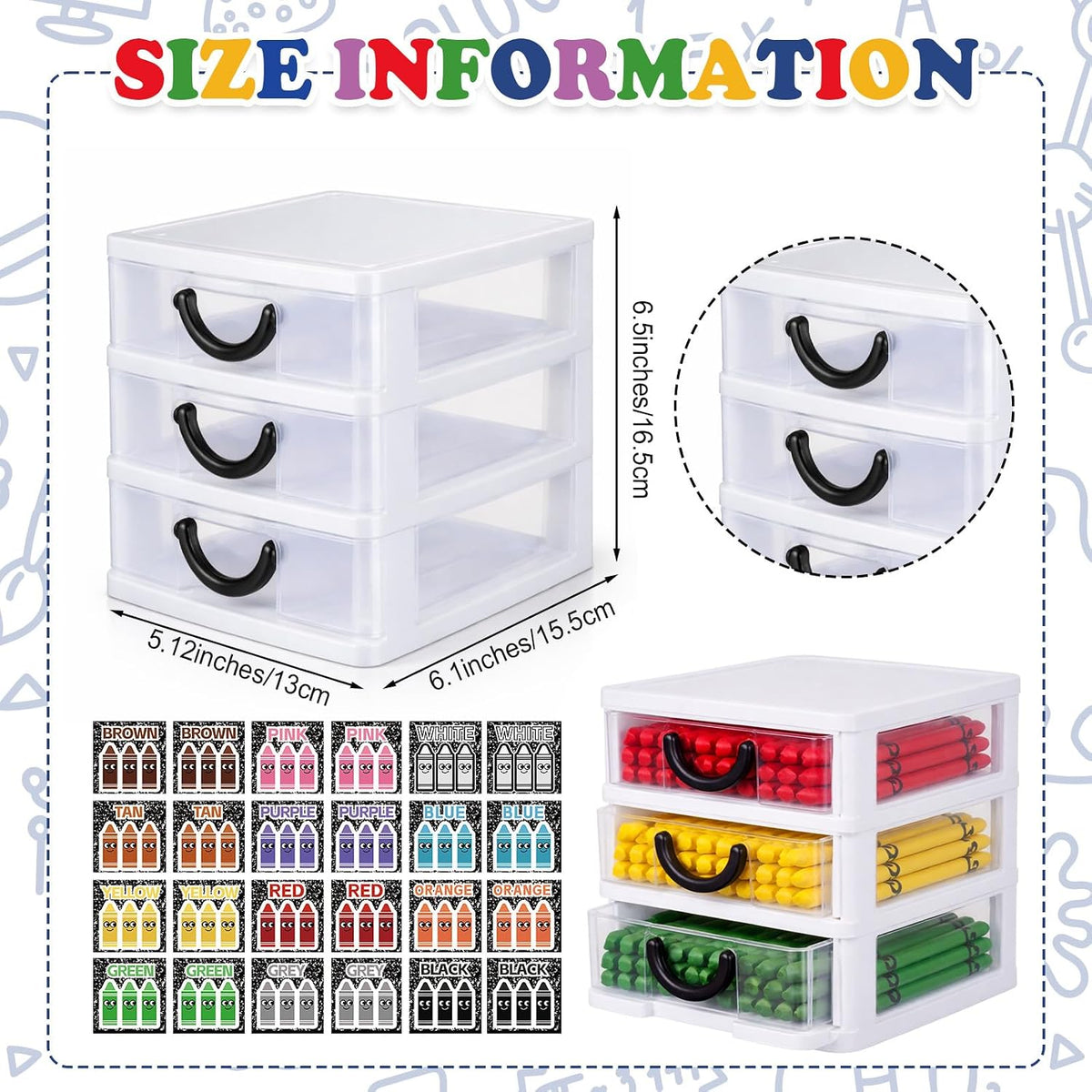 12 Pcs/ 4 Pack Plastic Crayon Organizer for Classroom Back to School