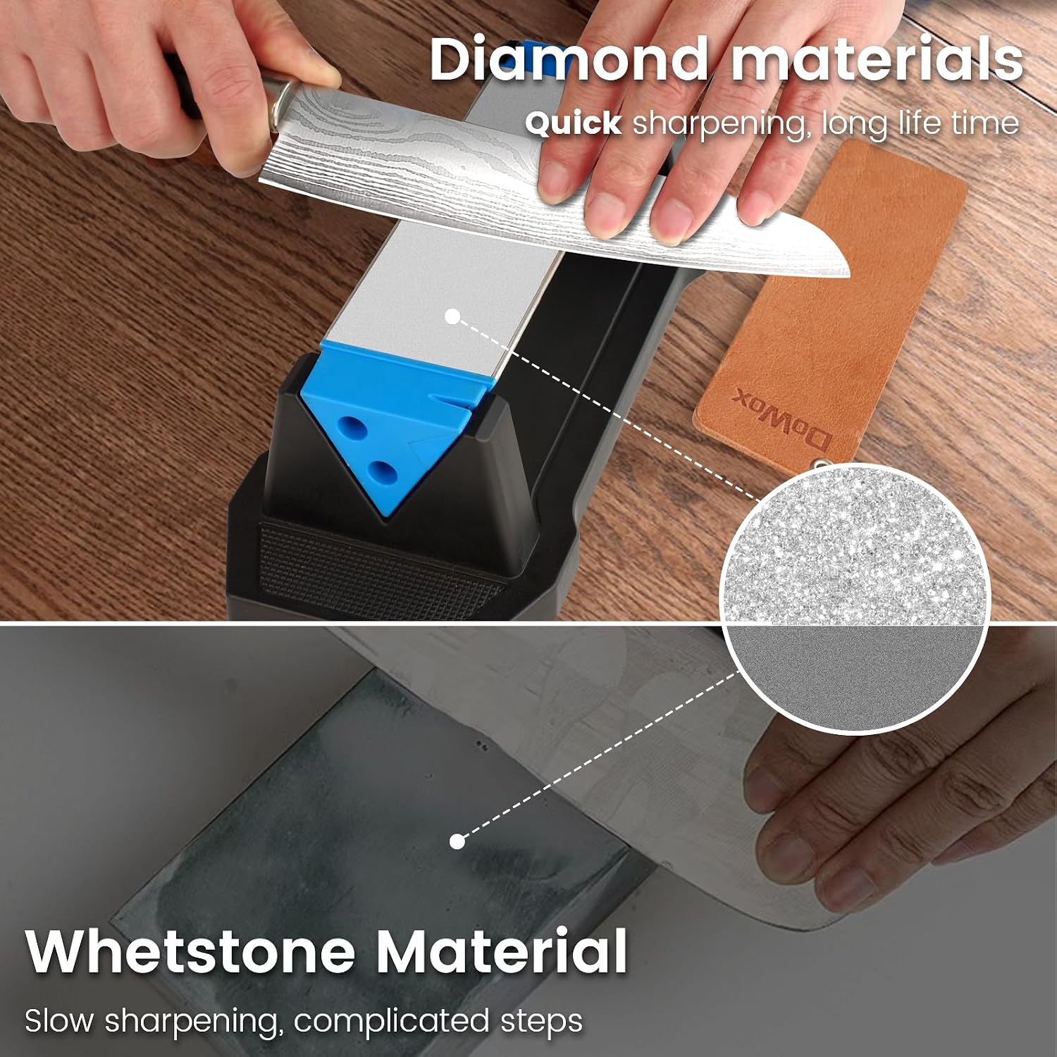 Diamond Sharpening Stone,3 Side 400/1000/8000 Grit Whetstone Kit | Knife Sharpener for Kitchen/Hunting/Outdoor