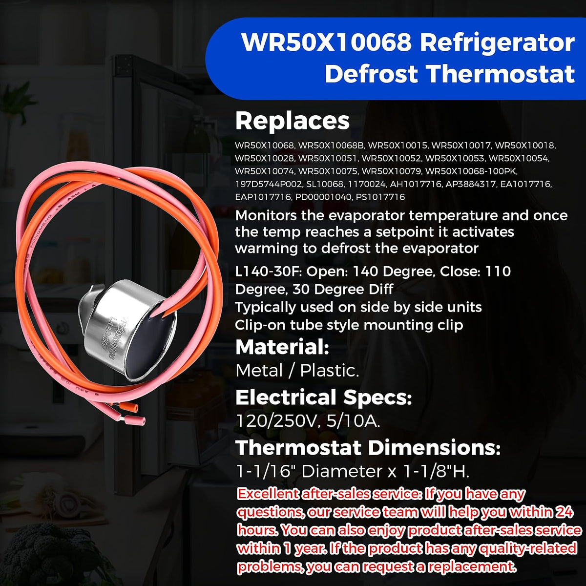 Romalon WR51X10055 Refrigerator Defrost Heater Kit