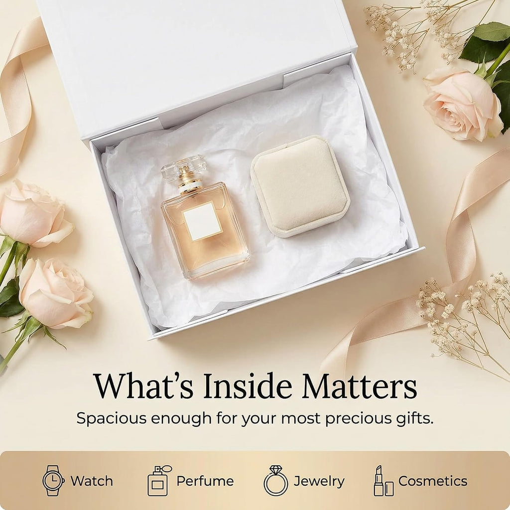 White Magnetic Gift Box, 10.5 X 7.5 X 3.1 inches