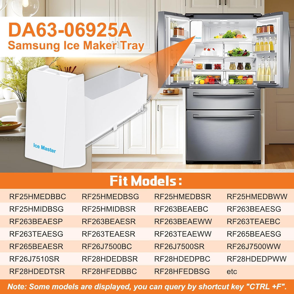 Upgraded DA63-06925A Refrigerator Ice Bucket DA97-12604D Ice Maker Compatible with Samsung Ice Bucket Replacement DA63-06925Ax002 Ice Tray Ice Container RF32FMQDBSR RF28R6201DT RF28K9380SR Ice Bin
