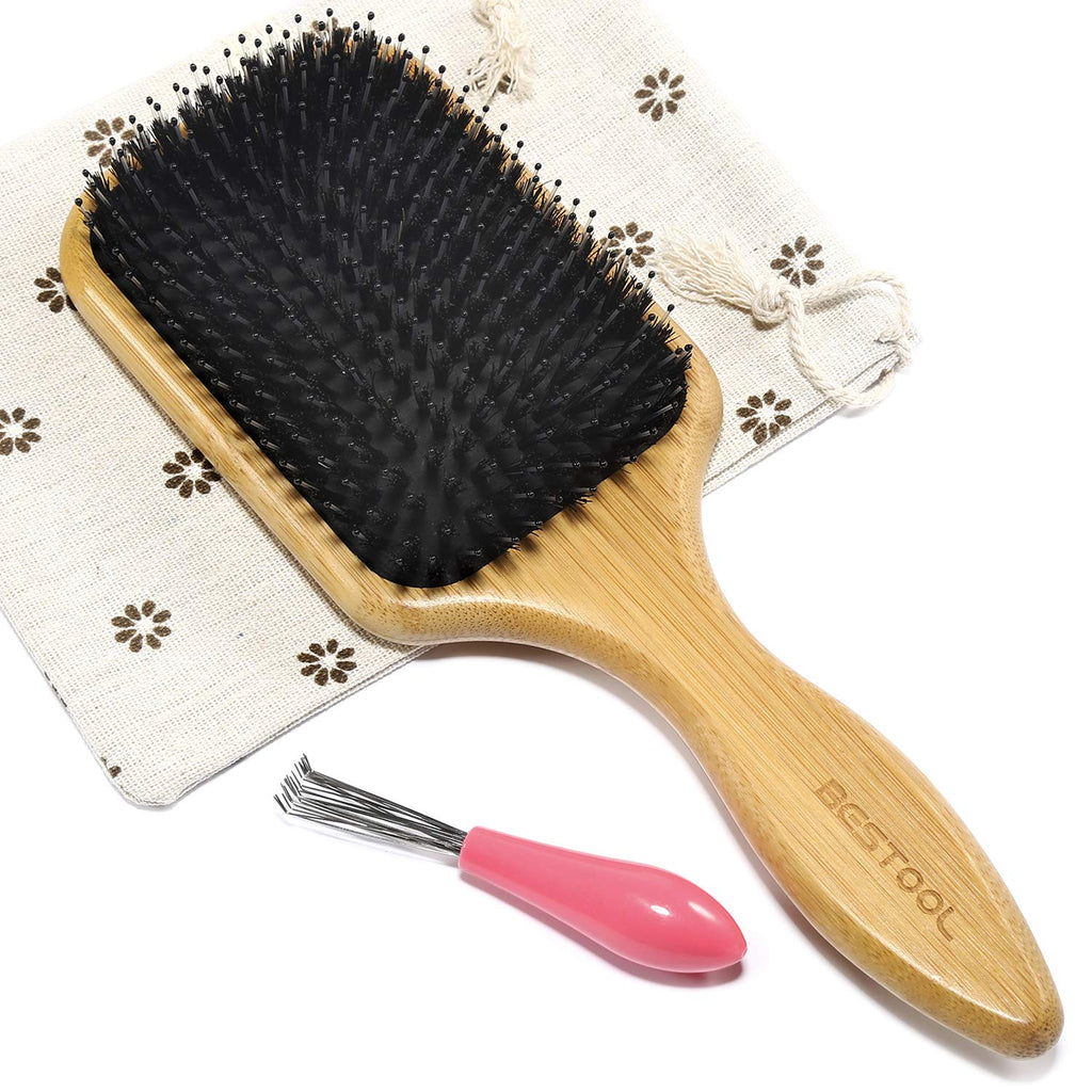 Hair Brush, Boar & Nylon Bristle Brush for All (Women, Men, Kids) Wet/Dry Hair, Massaging Detangling, Enhance Shine &