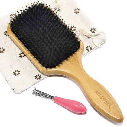 Hair Brush, Boar & Nylon Bristle Brush for All (Women, Men, Kids) Wet/Dry Hair, Massaging Detangling, Enhance Shine &