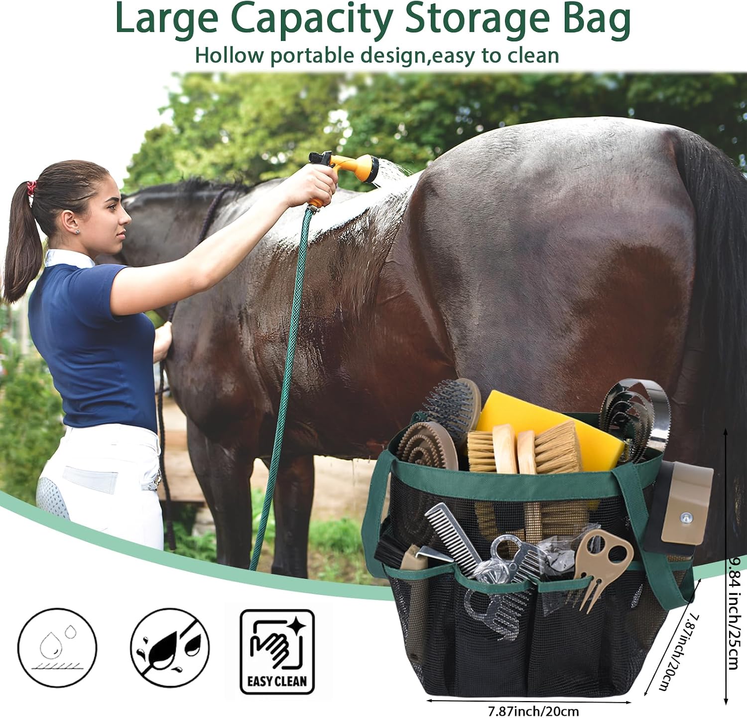 Horse Grooming Kit 13 Piece, Horse Brushes for Grooming Supplies Set with Organizer Bag, Horse Brush & Curry Comb for