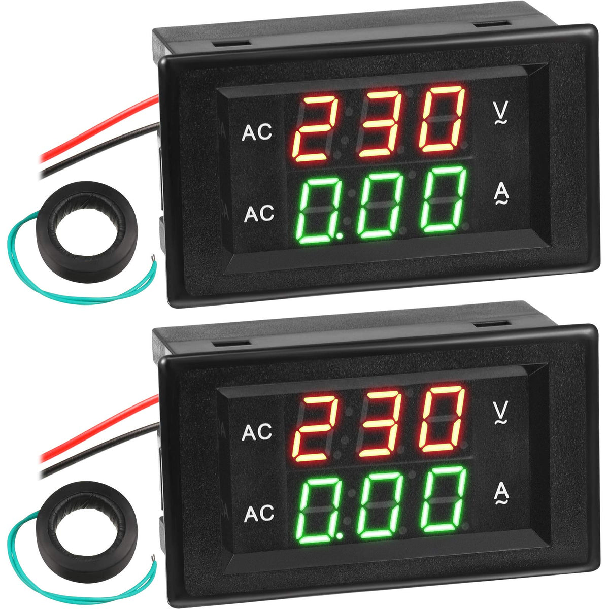 Frienda AC Amp Meter 500v 200a, Digital Dual Display, 2 Pieces