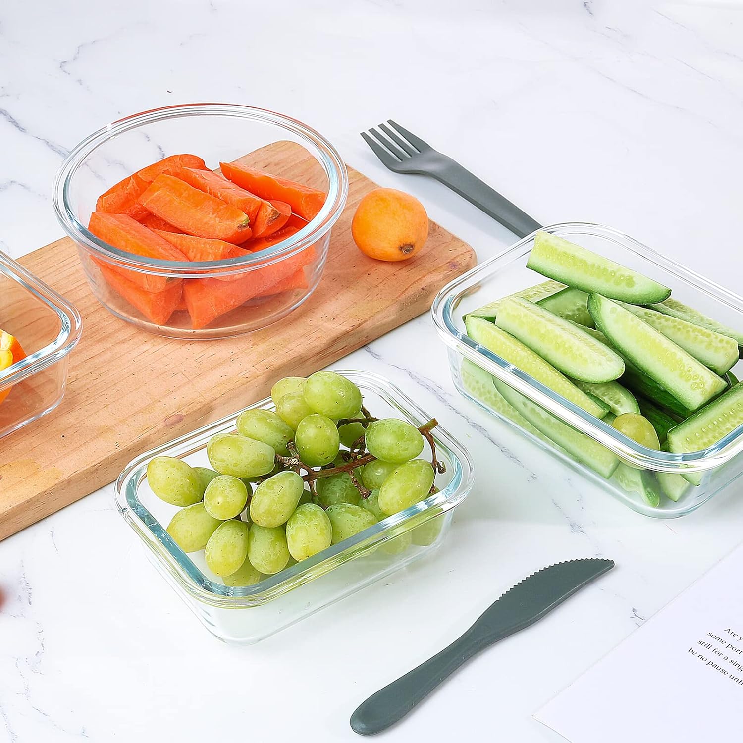 24 Pieces Glass Food Storage Containers Set, Meal Prep Containers, BPA-Free Airtight Glass Storage Containers with