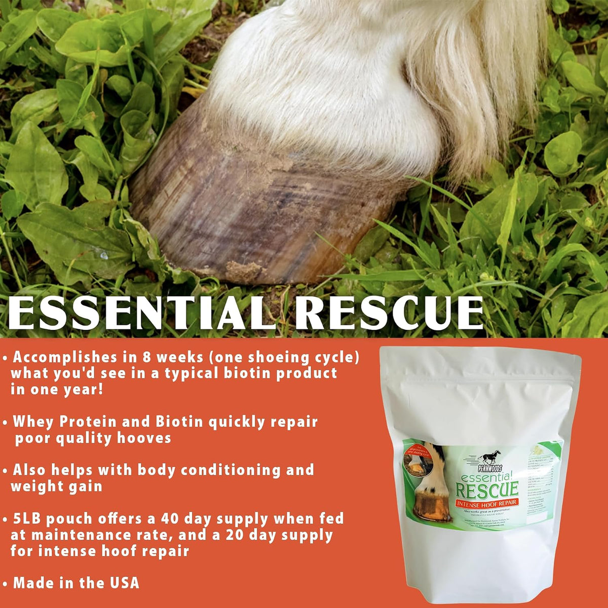 Essential Rescue Hoof Supplement, Biotin & Whey Protein, 5 lb