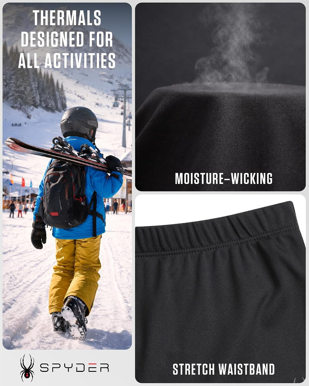 Kids Thermal Underwear Set - Breathable Insulated Soft Base Layer | 4-Piece, Soft Breathable Base Layer Underwear