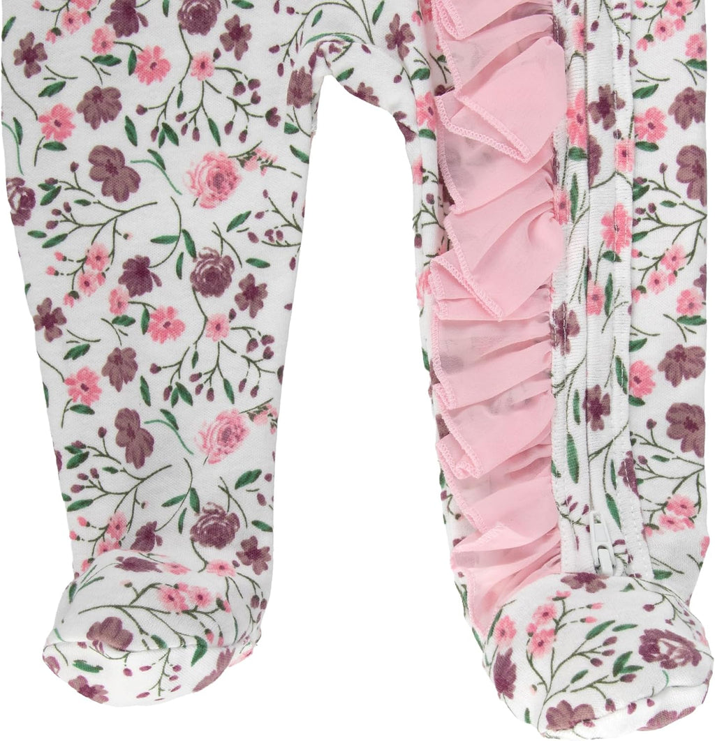 Baby Girl Sleepers,4 Piece Outfit Set, Romper Footies and Headband – All Season Baby Clothes Gift Set