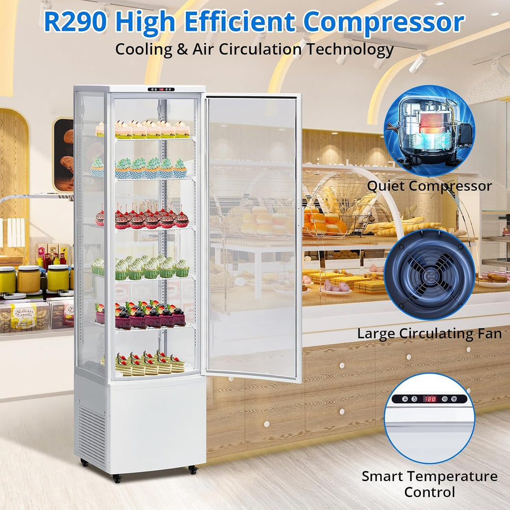 10.5 Cu.Ft Refrigerated Display Case, Floor-Standing Display Refrigerator with LED Light and Adjustable Shelves