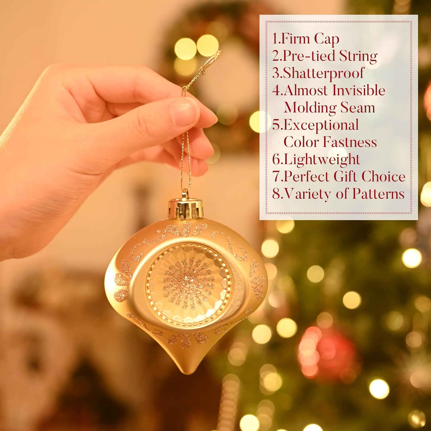 Ornaments for Christmas Trees, 60ct Red Green Blue and Gold Shatterproof Christmas Tree Decorations, Luxury Hanging