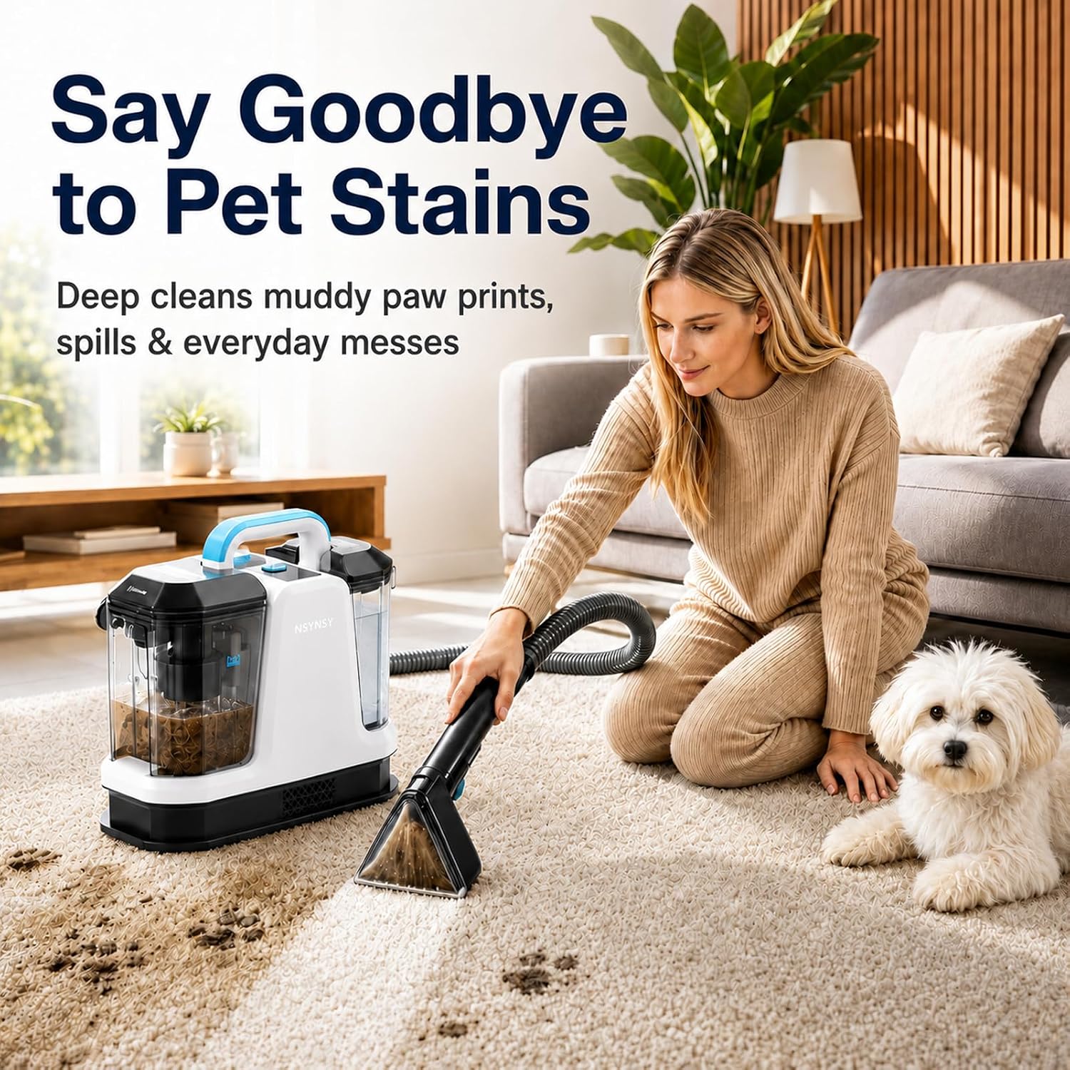 Portable Carpet Upholstery Cleaner for Furniture, Pet Stains, Car Interiors | Powerful Suction, Faster Drying, Deep