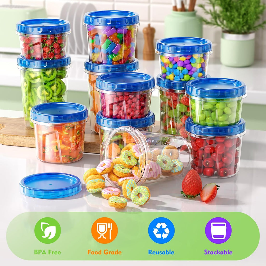 12 Pack- 34/24/17oz Freezer Storage Containers, Plastic Food Storage Containers with Twist Top Lids, BPA Free and