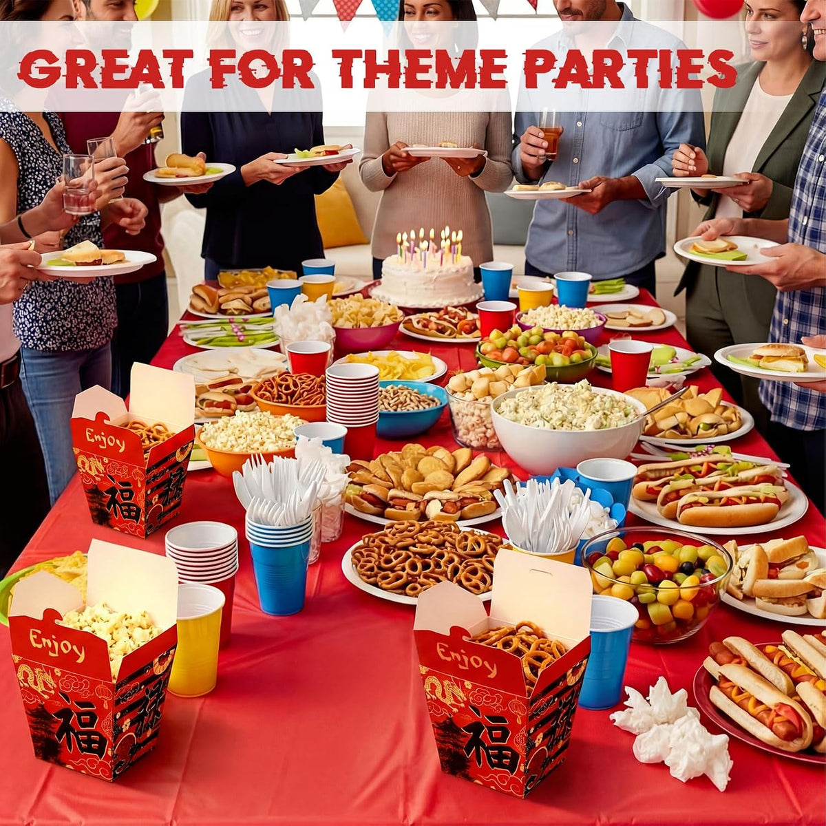 50 Pcs 8 oz Chinese Take out Boxes Paper Food Containers