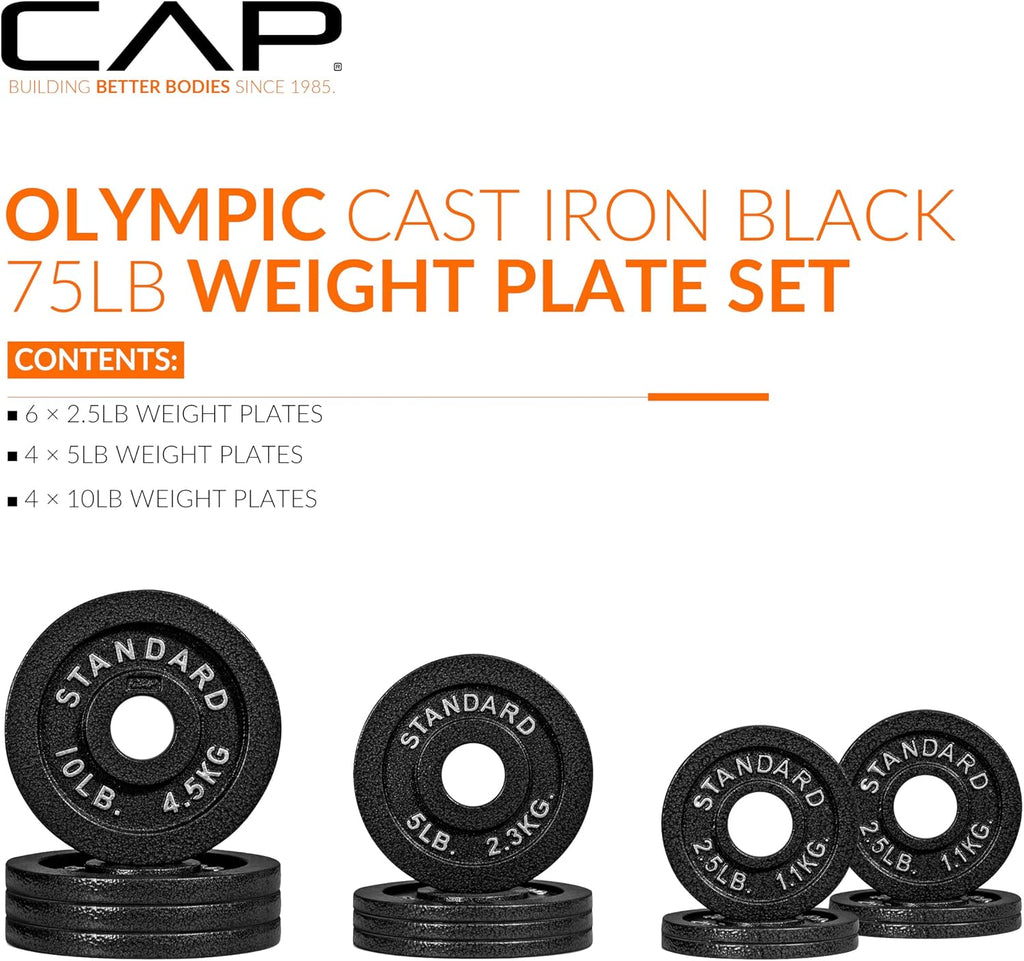 Barbell 2-Inch Olympic Cast Iron Plate Weight Set | 75-285 lbs | Multiple Options