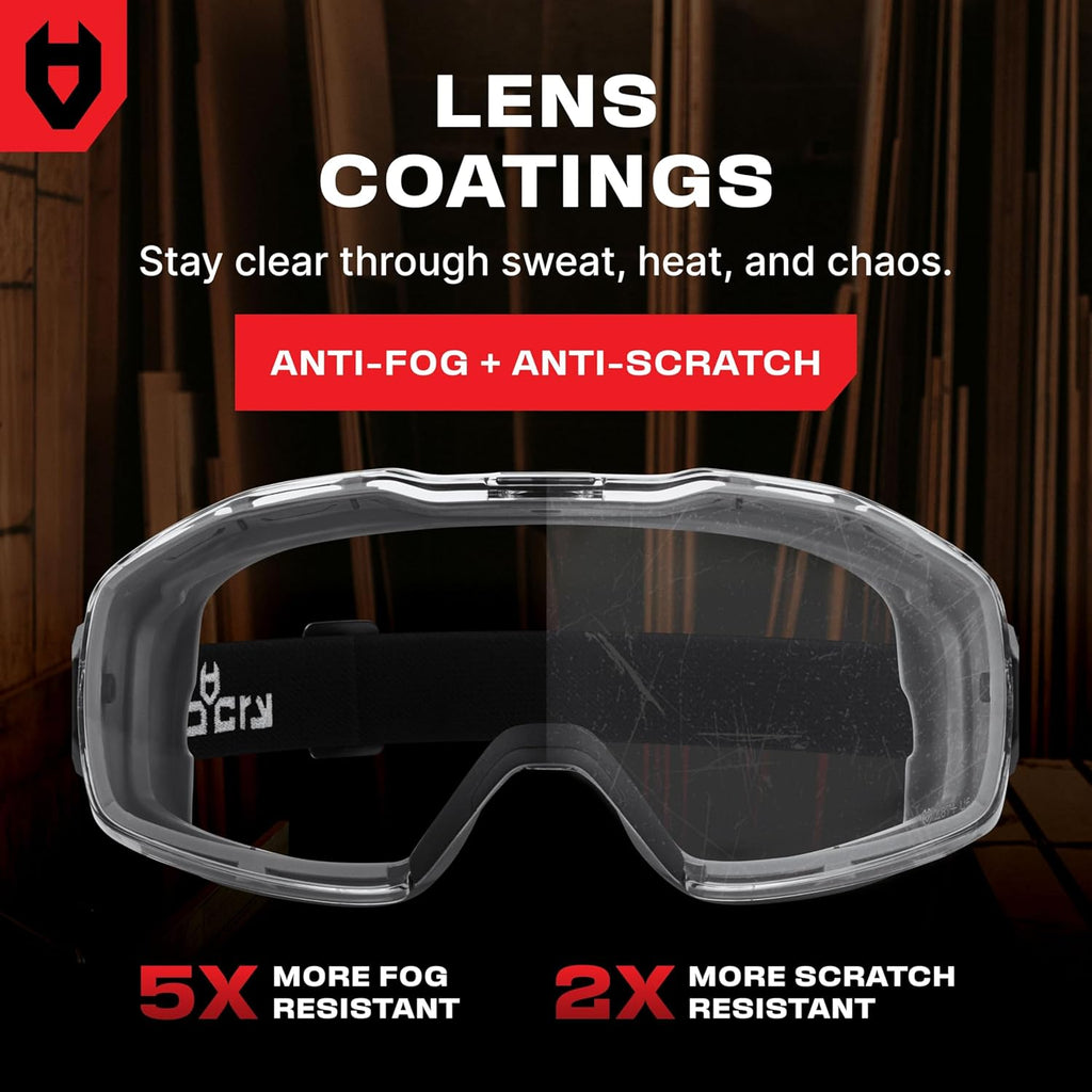 Anti Fog Safety Goggles Over Glasses For Men And Women — ANSI Z87.1 Premium Anti Scratch & UV380 — Eye Protection