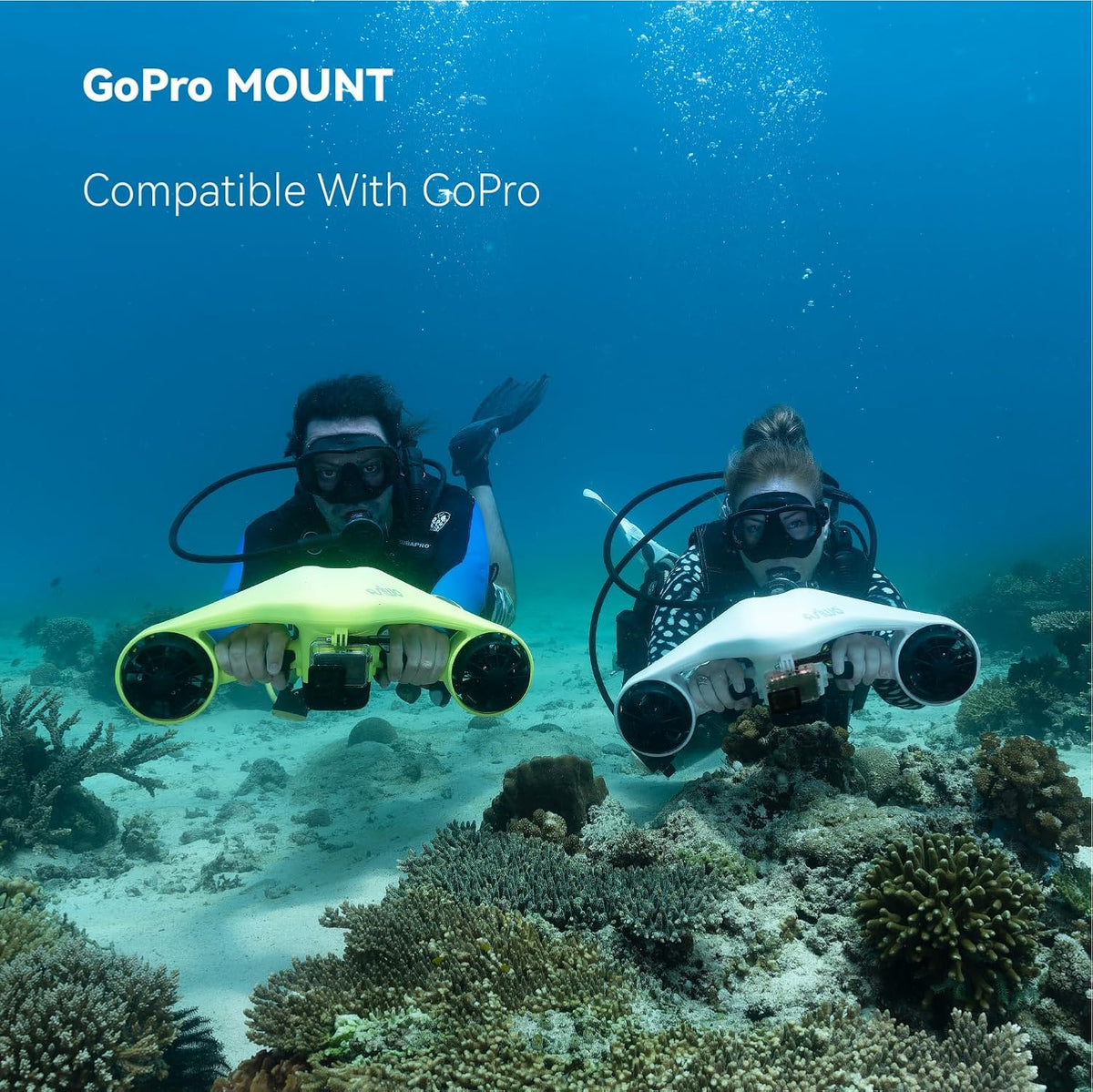 Manta Underwater Scooter for Adults, Dual-Motor Sea Scooter, 3 Speeds, 35-Min Runtime, 131-ft Depth, 19.8-lb Thrust
