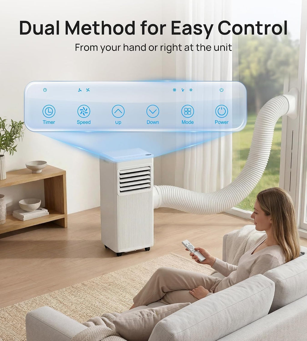 10,000 BTU Portable Air Conditioners,4-In-1 Portable AC Unit with Cool, Fan, Dehumidifier,Sleep,24H Timer,LED