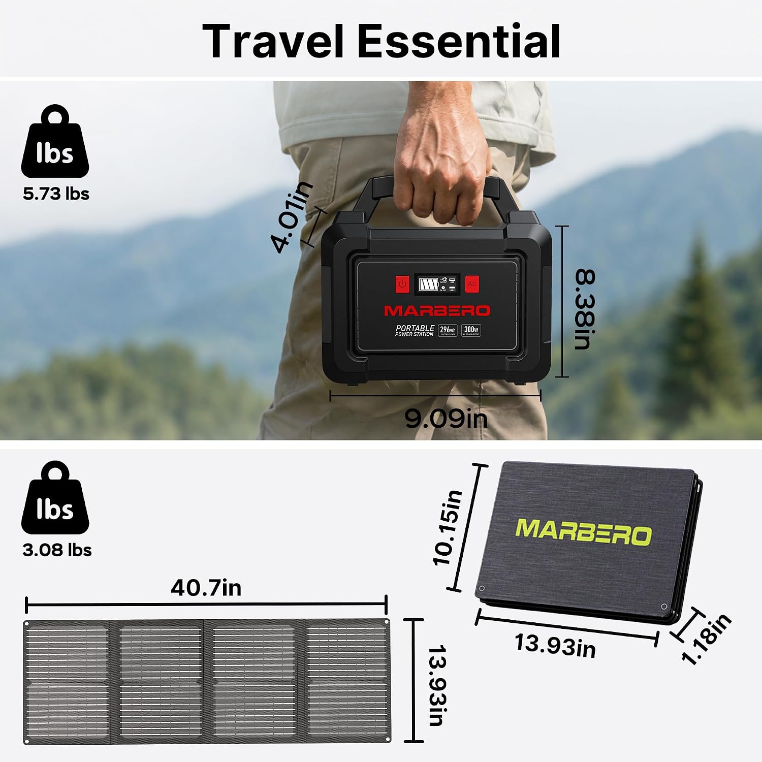 Solar Generator 296Wh with Solar Panels 60W Portable Power Station with 300W Pure Sine Wave Solar Generator with