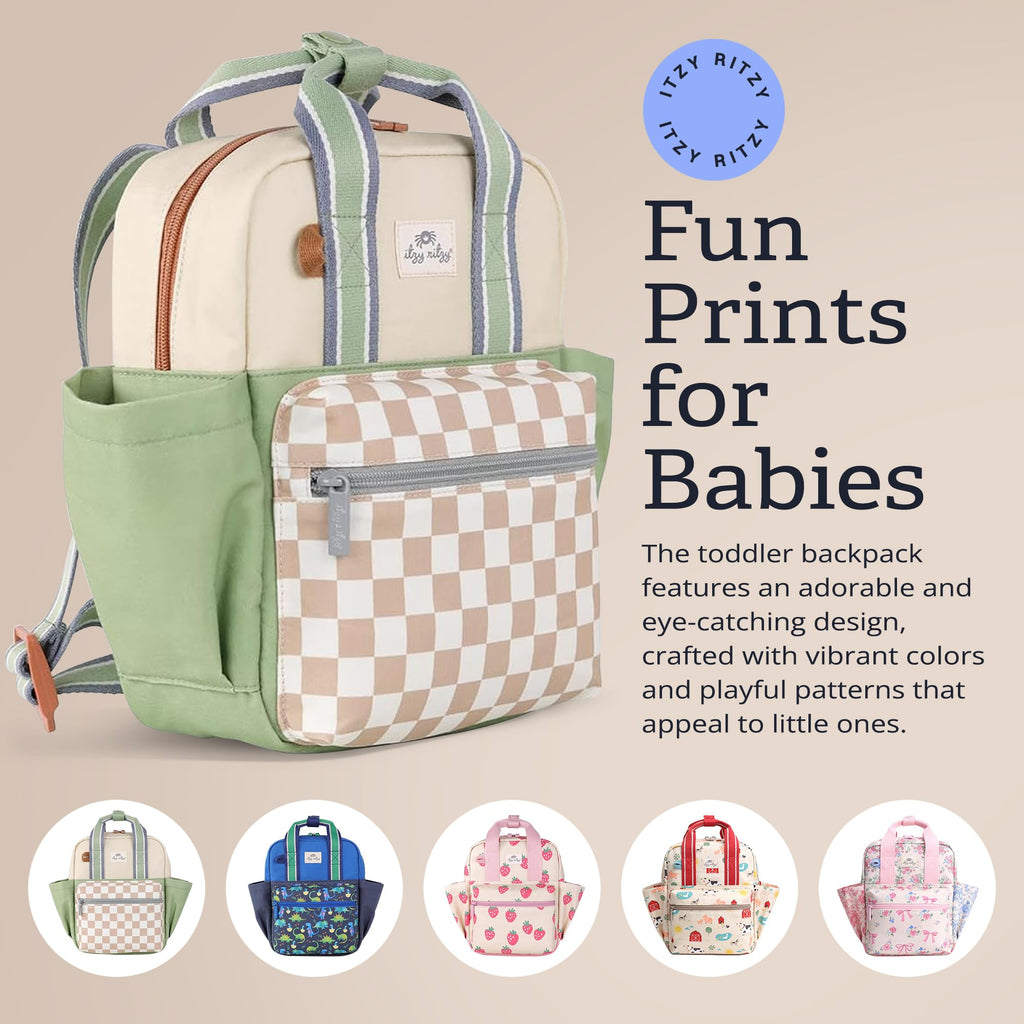 Toddler Backpack, Daycare Bag w/Spacious Interior, Checkerboard