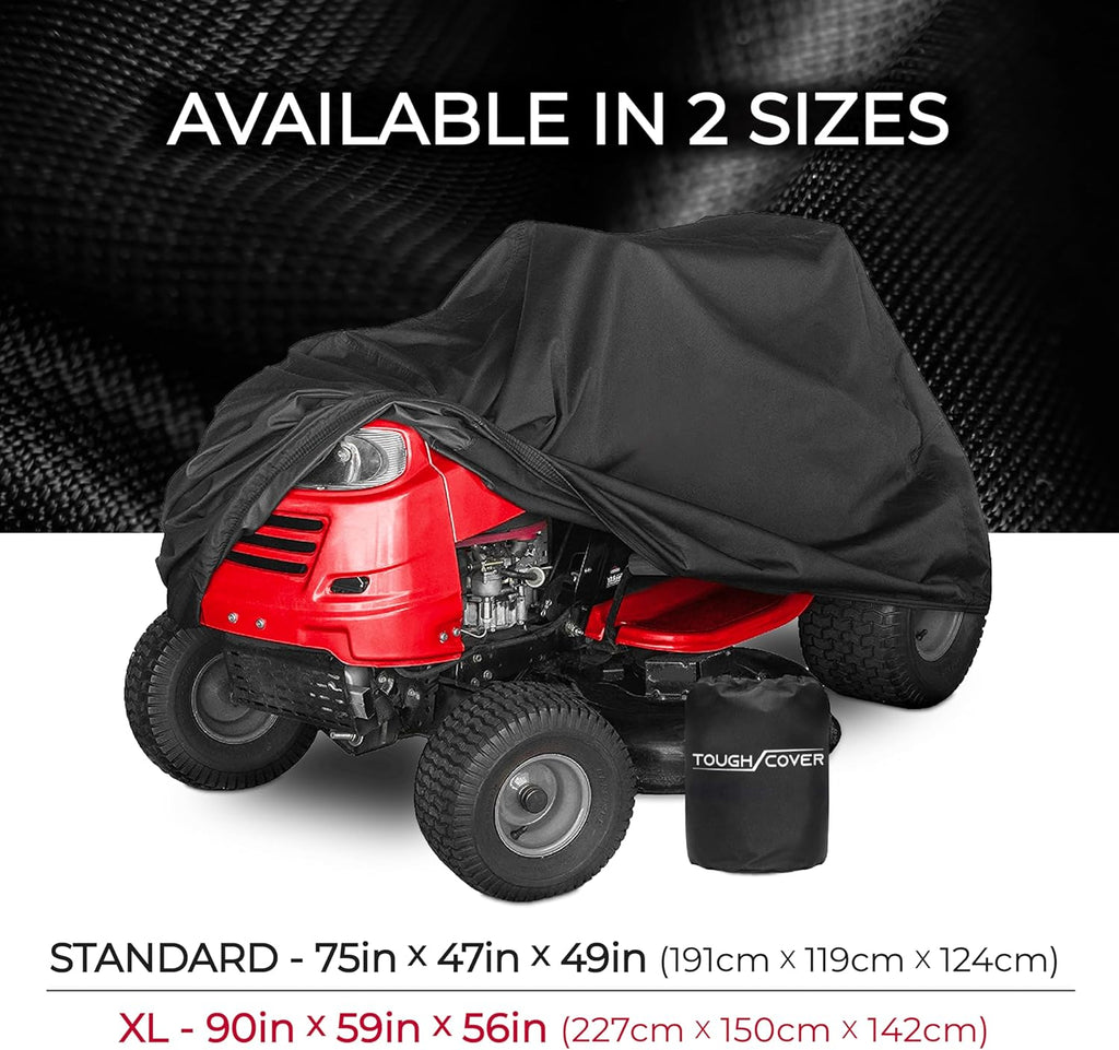 Riding Lawn Mower Cover - 90x56x59 in Black - Waterproof Protection for Zero Turn Mowers - UV & Snowproof Shield for
