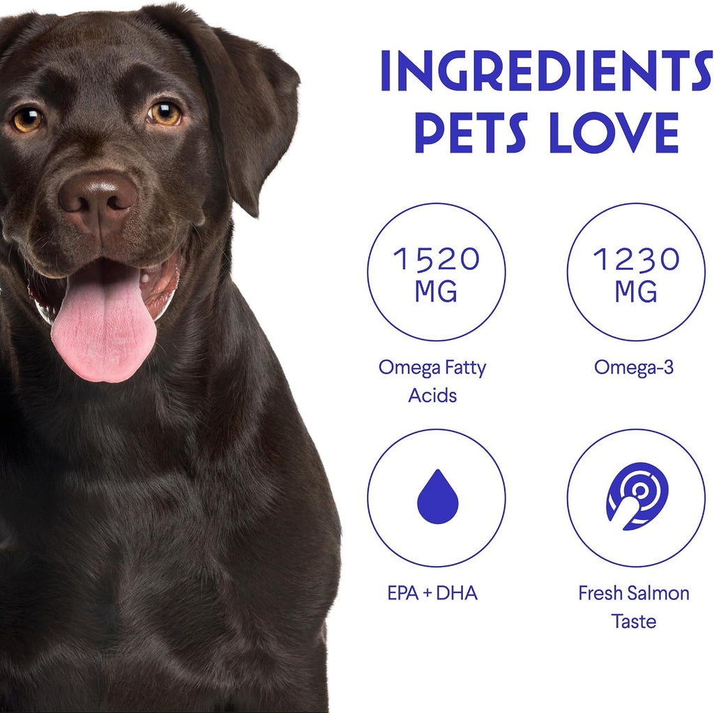 Fish Oil for Dogs - Omega 3 for Dogs from Alaskan Salmon, Cod & Krill Oil - EPA DHA Fatty Acids - Less Shedding &