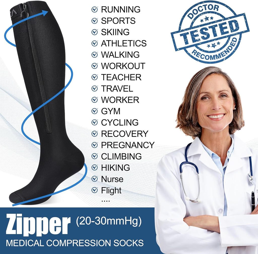 Professional Compression Socks for Women Men Circulation, 20-30 mmHg