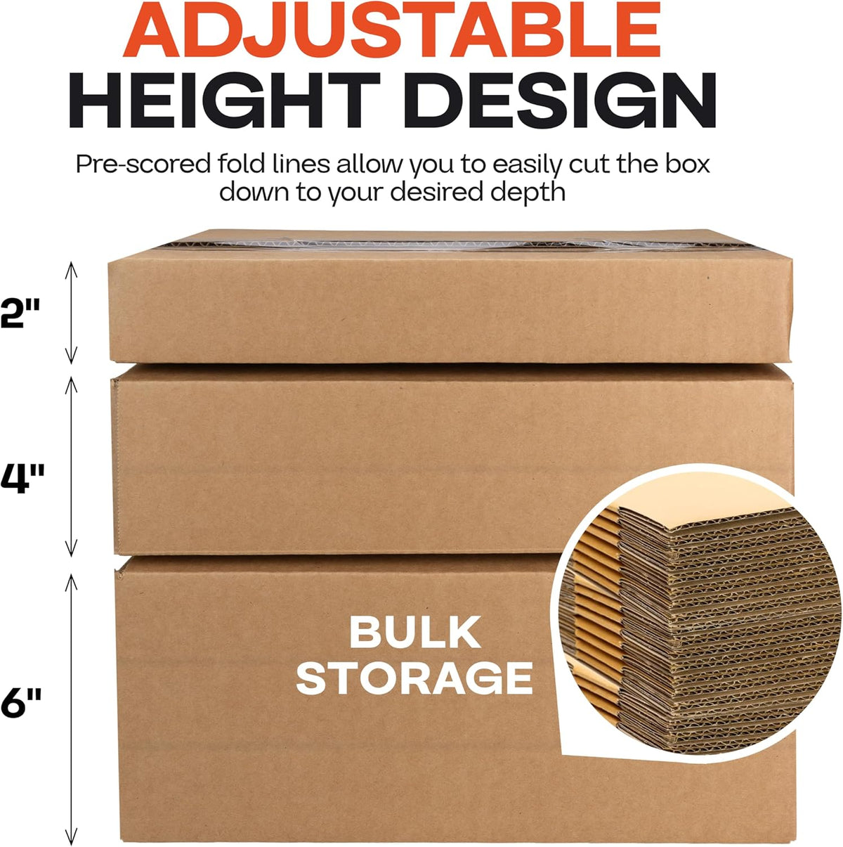 Multi-Depth Corrugated Shipping Boxes 14"L x 12"W x 6"H, 5-Pack
