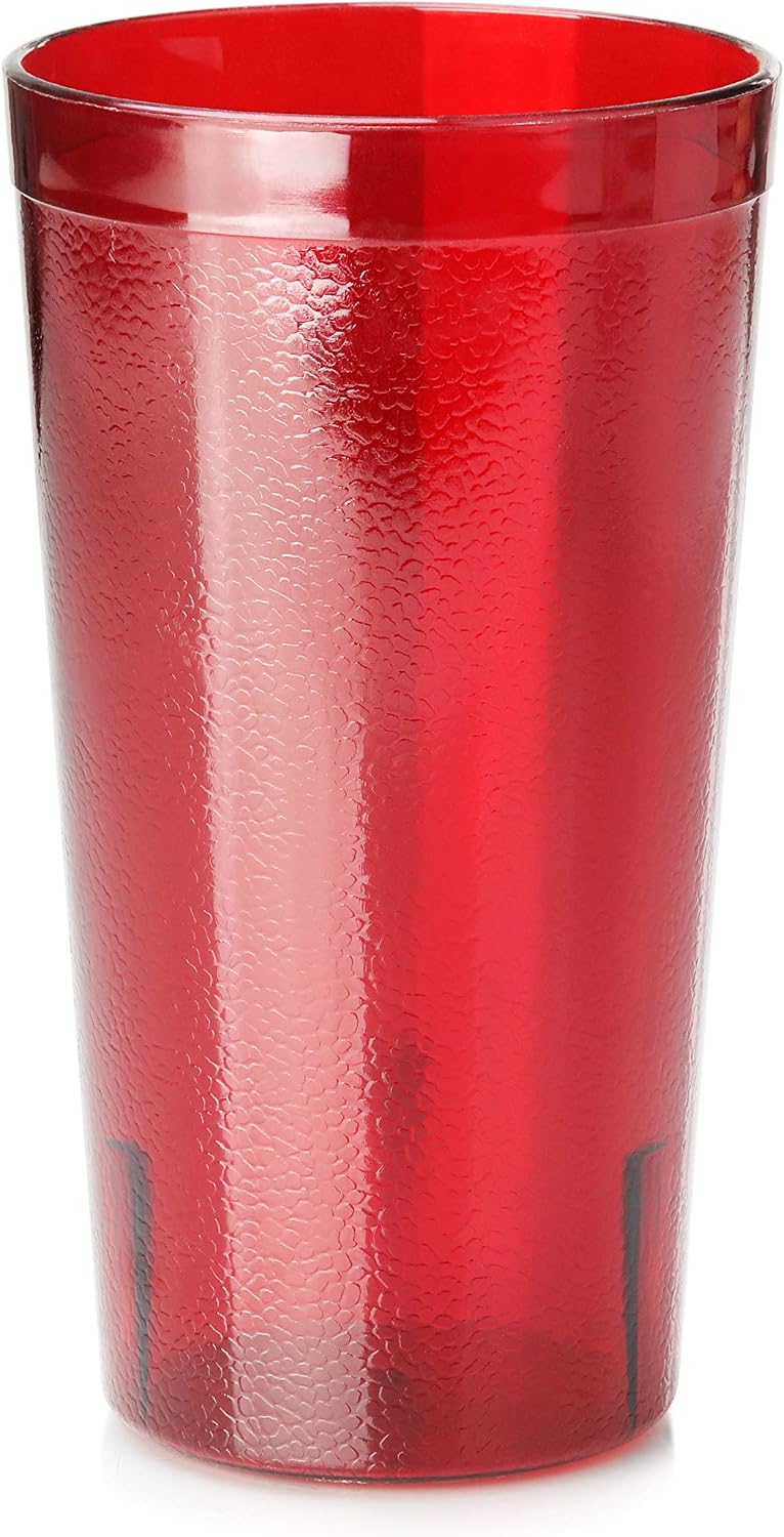 Restaurant-Grade Polycarbonate Beverage Tumblers, 16 oz, Red, Set of 12