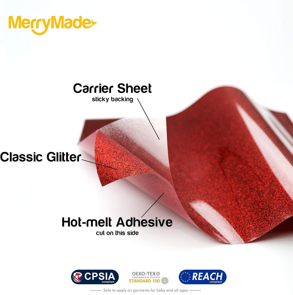 Glitter Heat Transfer Vinyl HTV 12"x10" Bundle 10 Sheets, Glitter Iron on Vinyl for Cricut & Silhouette Cameo - HTV