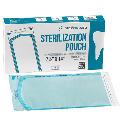 200 7.5 X 13 Self Sealing Sterilization Pouches - Autoclave Sterilizer Bags Pouch for Sterilizing Dental Medical