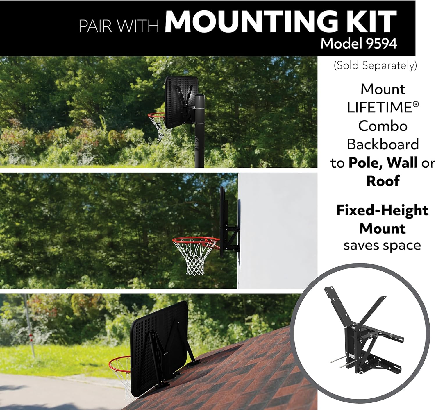 Shatterproof Backboard Rim Combo, 48-Inch, Mounting Bracket Sold Separately