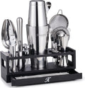 25-PC Professional Bartender Kit, Bar Tool with Drawer Stand