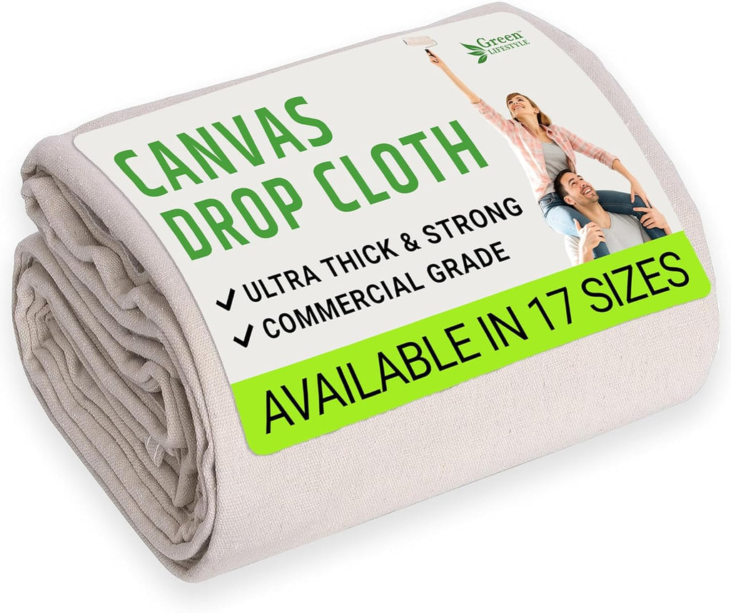 All Purpose Canvas Drop Cloths - Drop Cloth for Painting, Floor Cover, Heavy Duty Protection for Furniture &