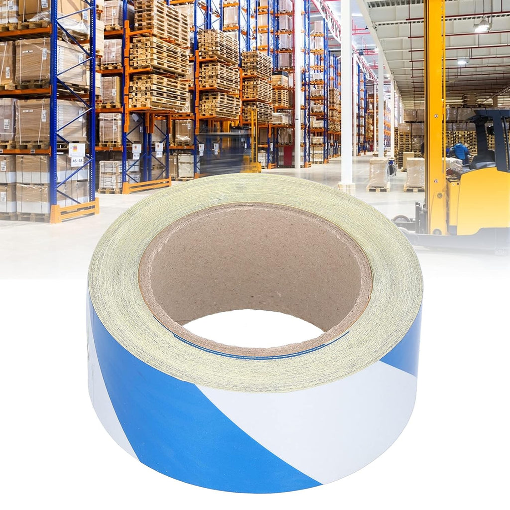 Reflective Safety Warning Tape Blue White 5cm X 30m Hazard Marking Tape