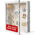 8x10 Shadow Box Frame with Linen Back - Real Glass, Push Pins Included, Sturdy Rustic Memory Display Case, Fits