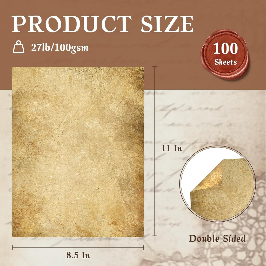 100 Sheets Vintage Paper Parchment Paper for Printing