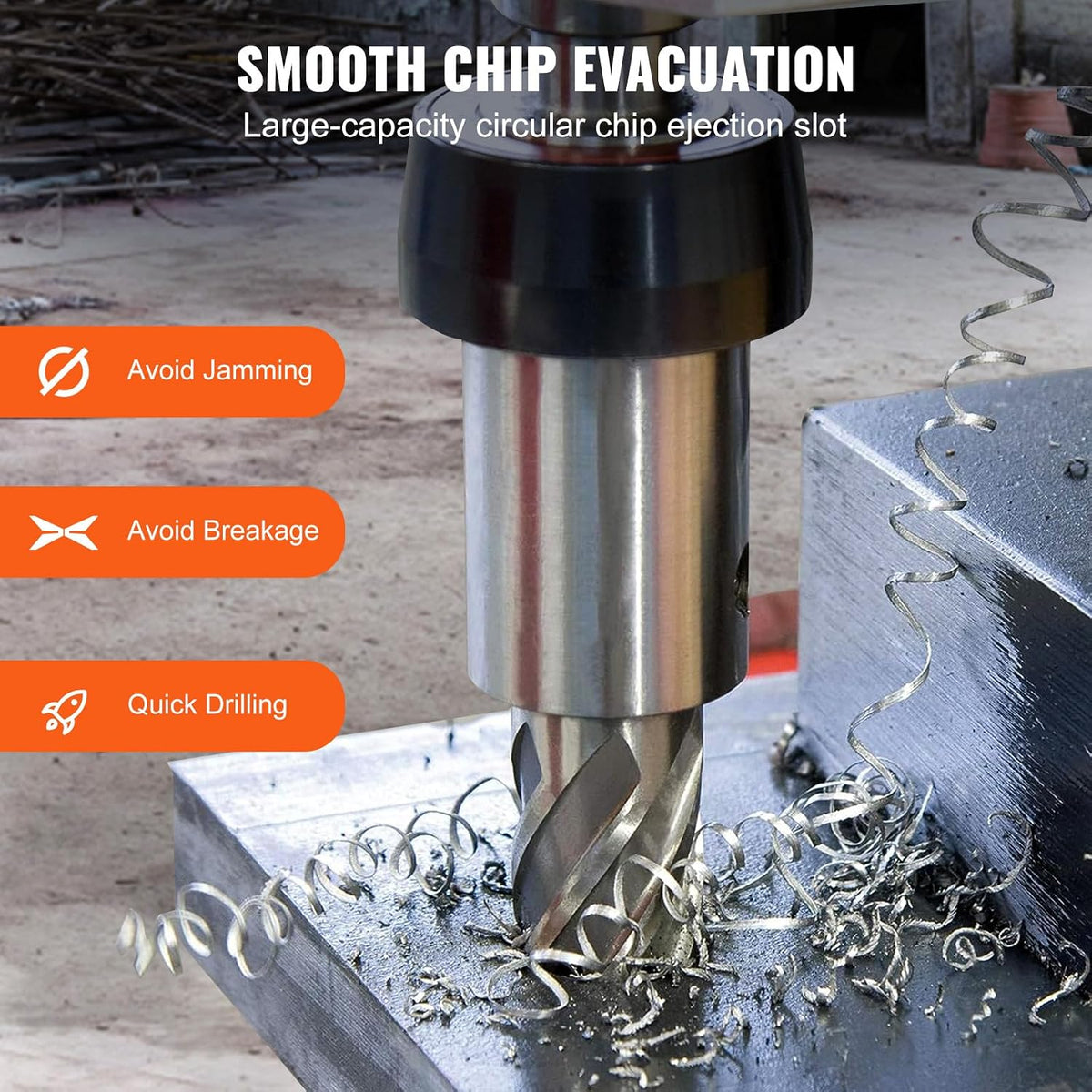 VEVOR Annular Cutter Set, 6 pcs Weldon Shank Mag Drill Bits, 2" Cutting Depth, 1" to 2" Cutting Diameter, M2AL High-Speed Steel, with 2 Pilot Pins and Portable Case, for Using with Magnetic Drills