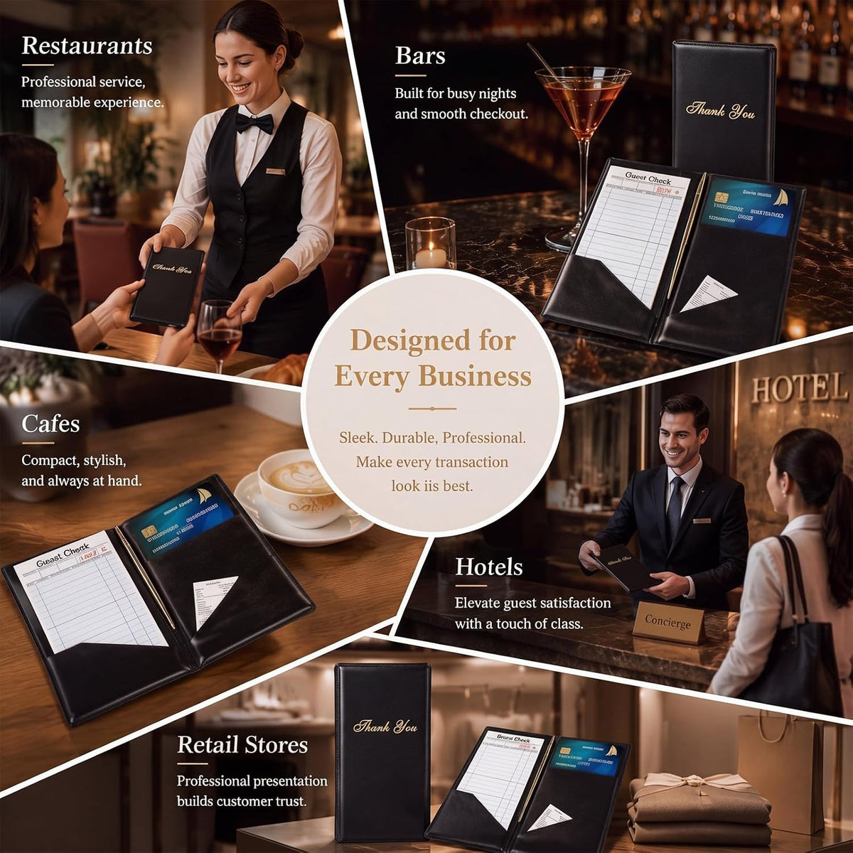 60 Pcs Check Presenters for Restaurants, Guest Bill Card Holders Restaurant Check Presenters Restaurant Tip Holders