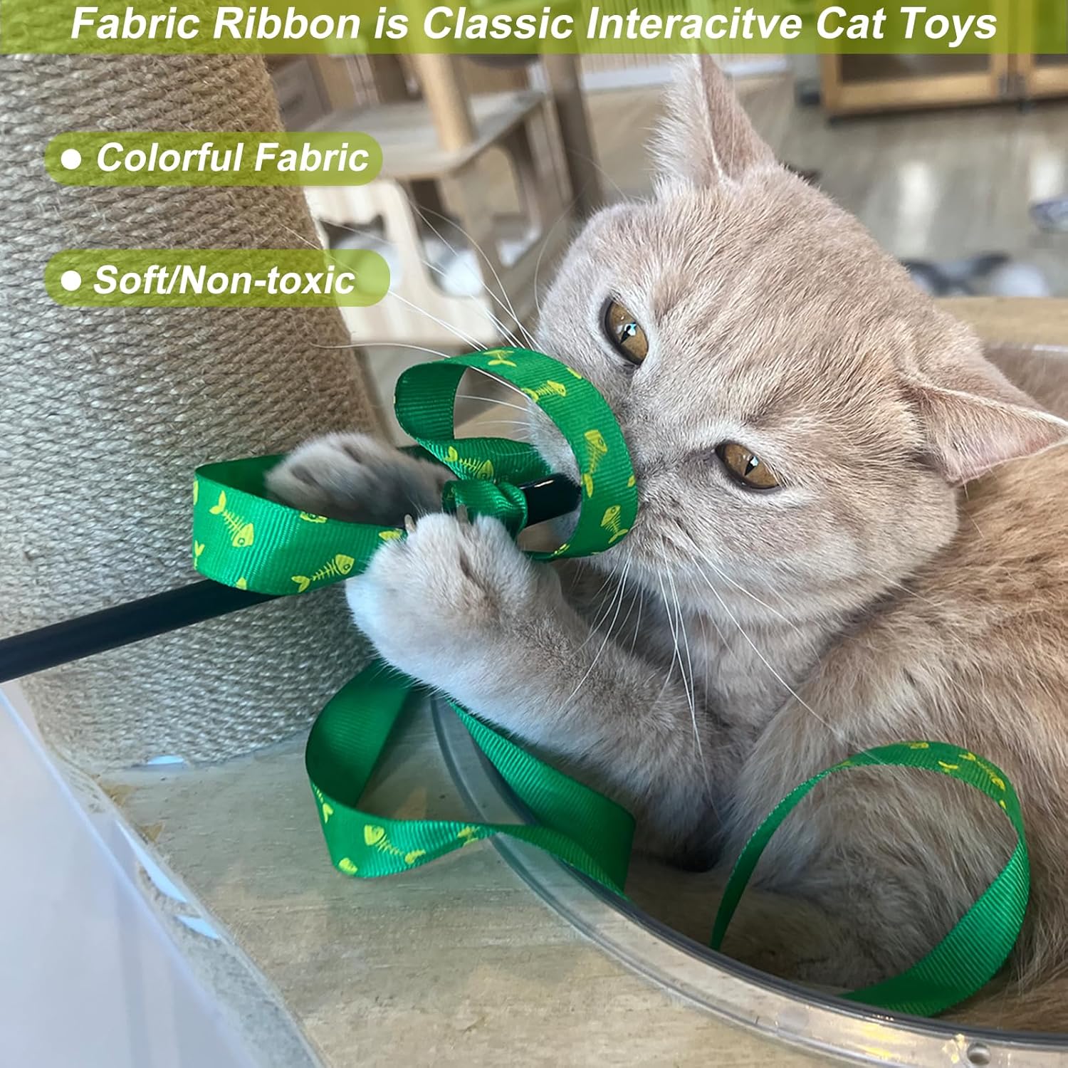 Interactive Cat Toy Wand with Catnip Mouse, Cat Teaser Wand Rainbow String for Bored Indoor Adult Cats and Kittens (8
